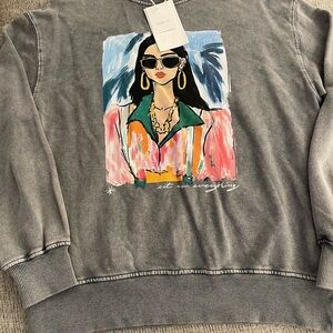 Zara Gray Graphic Kids Sweatshirt